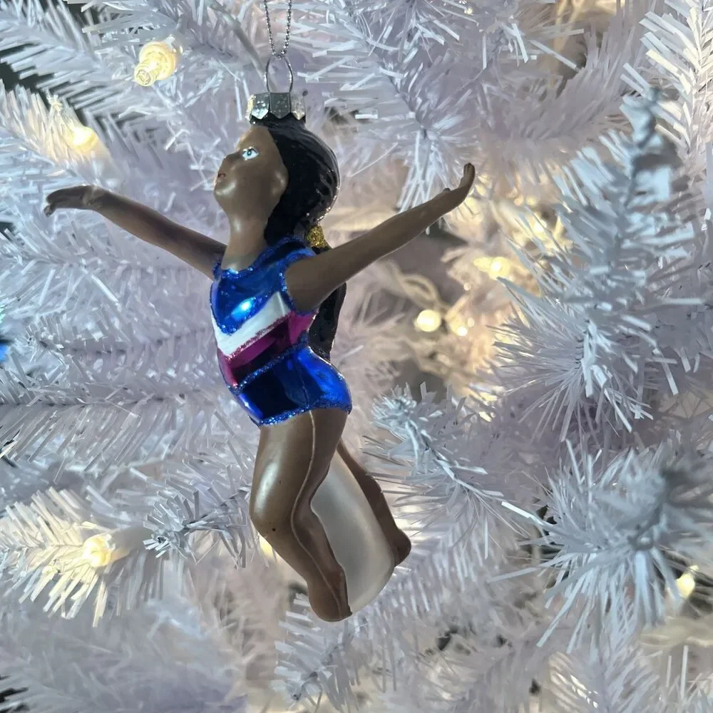 Ashland Glass African American Gymnast Christmas Tree Ornament 5.25